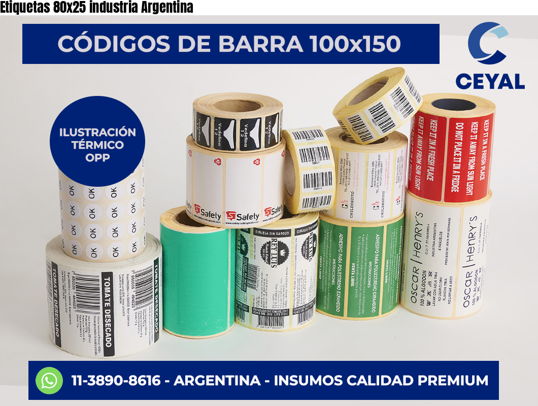 Etiquetas 80×25 industria Argentina