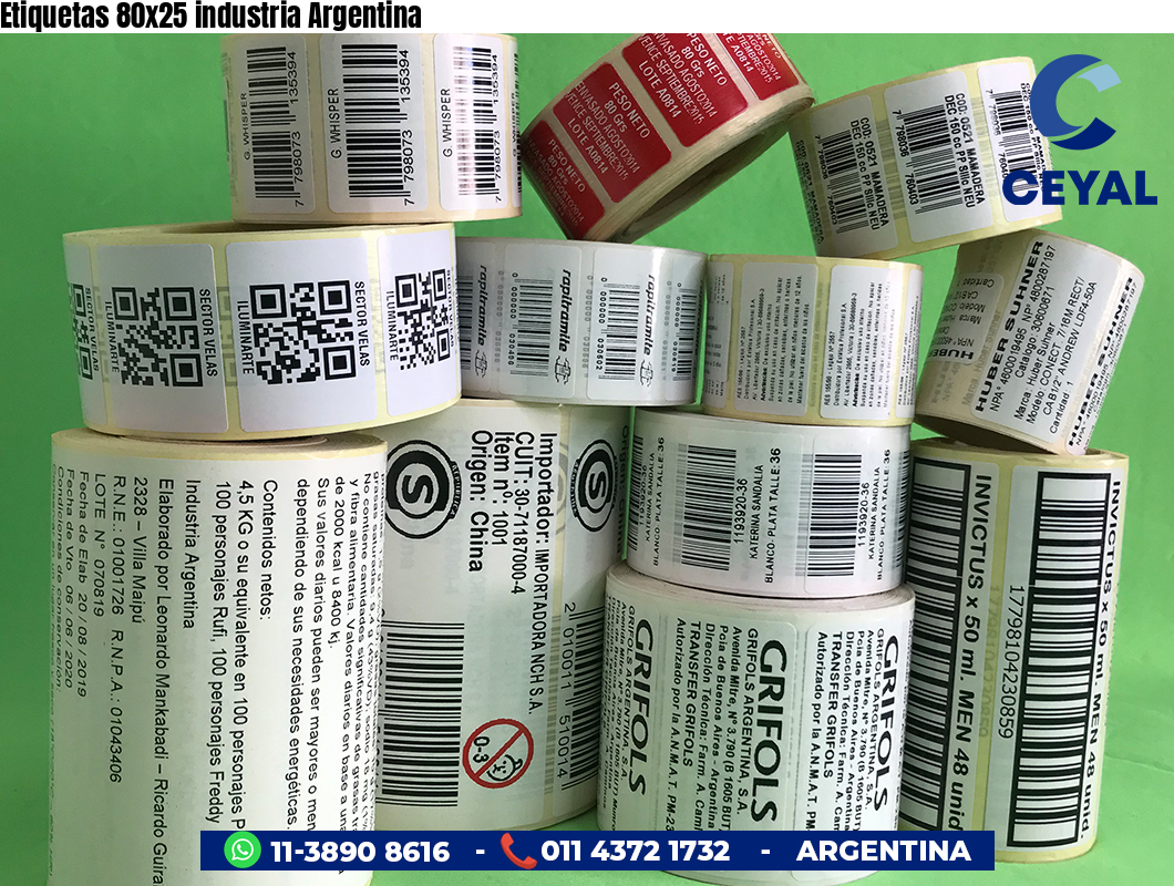 Etiquetas 80x25 industria Argentina