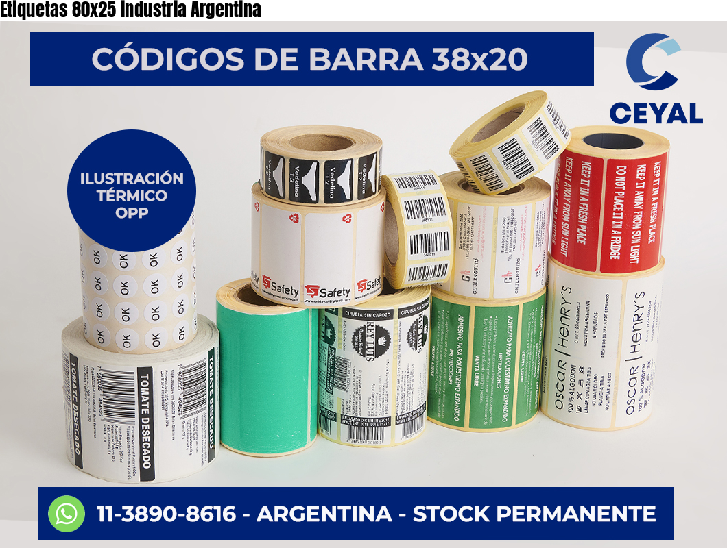 Etiquetas 80x25 industria Argentina