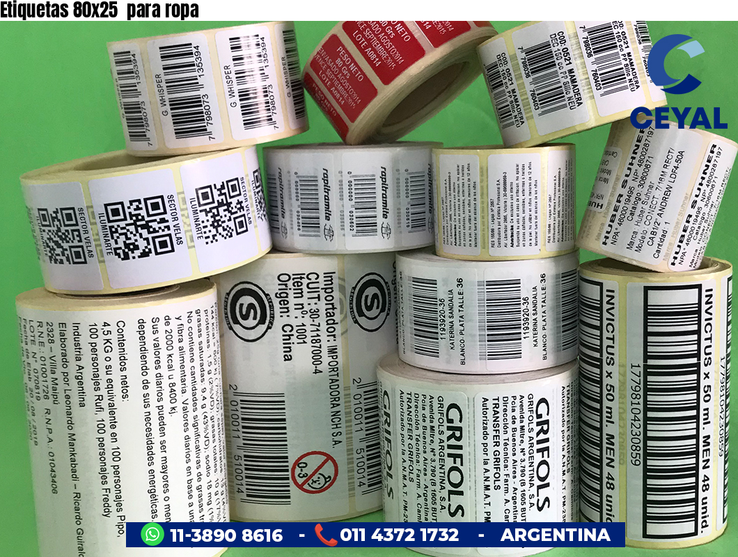 Etiquetas 80x25  para ropa