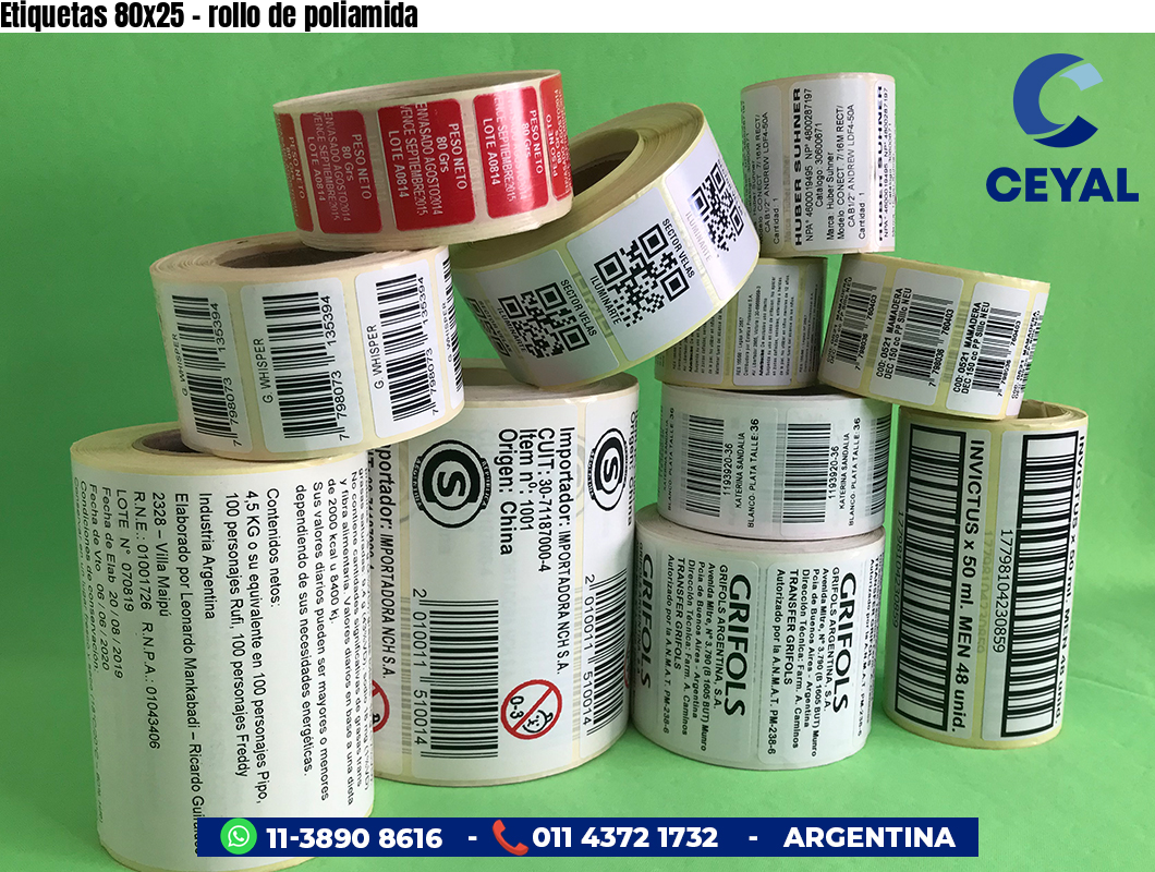 Etiquetas 80x25 - rollo de poliamida