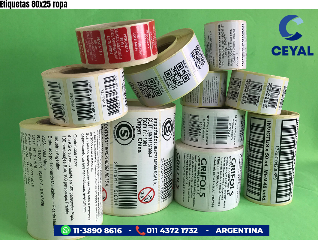 Etiquetas 80x25 ropa