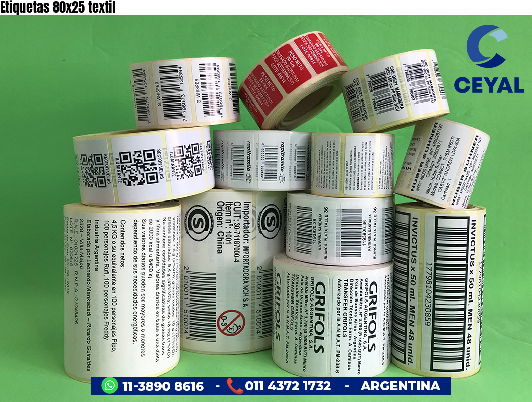 Etiquetas 80x25 textil