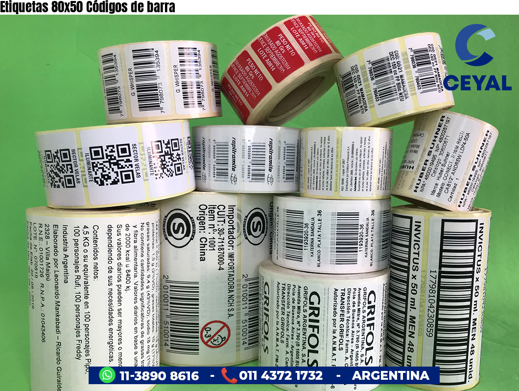 Etiquetas 80x50 Códigos de barra