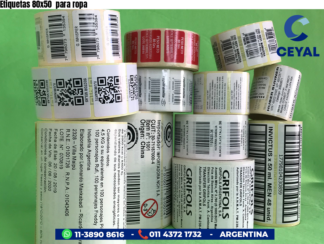 Etiquetas 80x50 para ropa