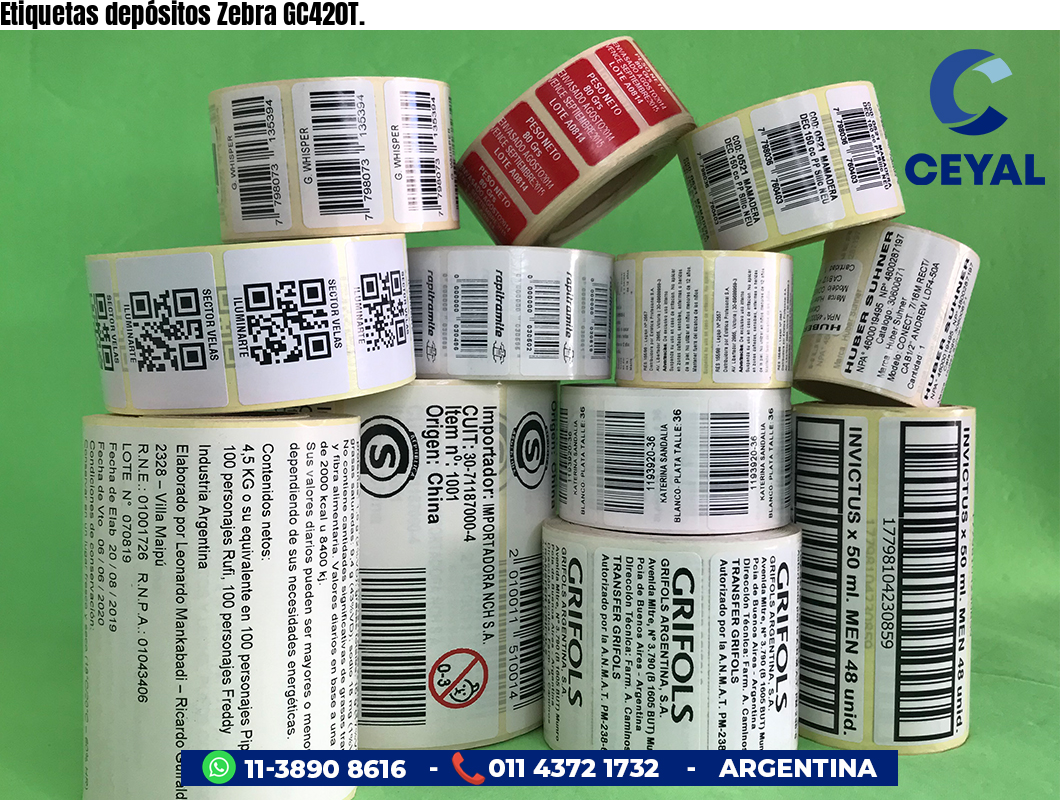 Etiquetas depósitos Zebra GC420T.