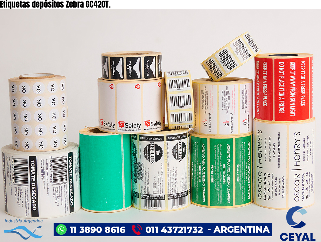 Etiquetas depósitos Zebra GC420T.