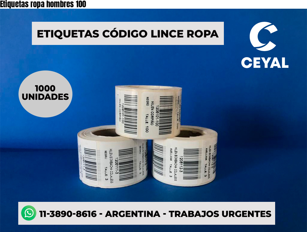 Etiquetas ropa hombres 100