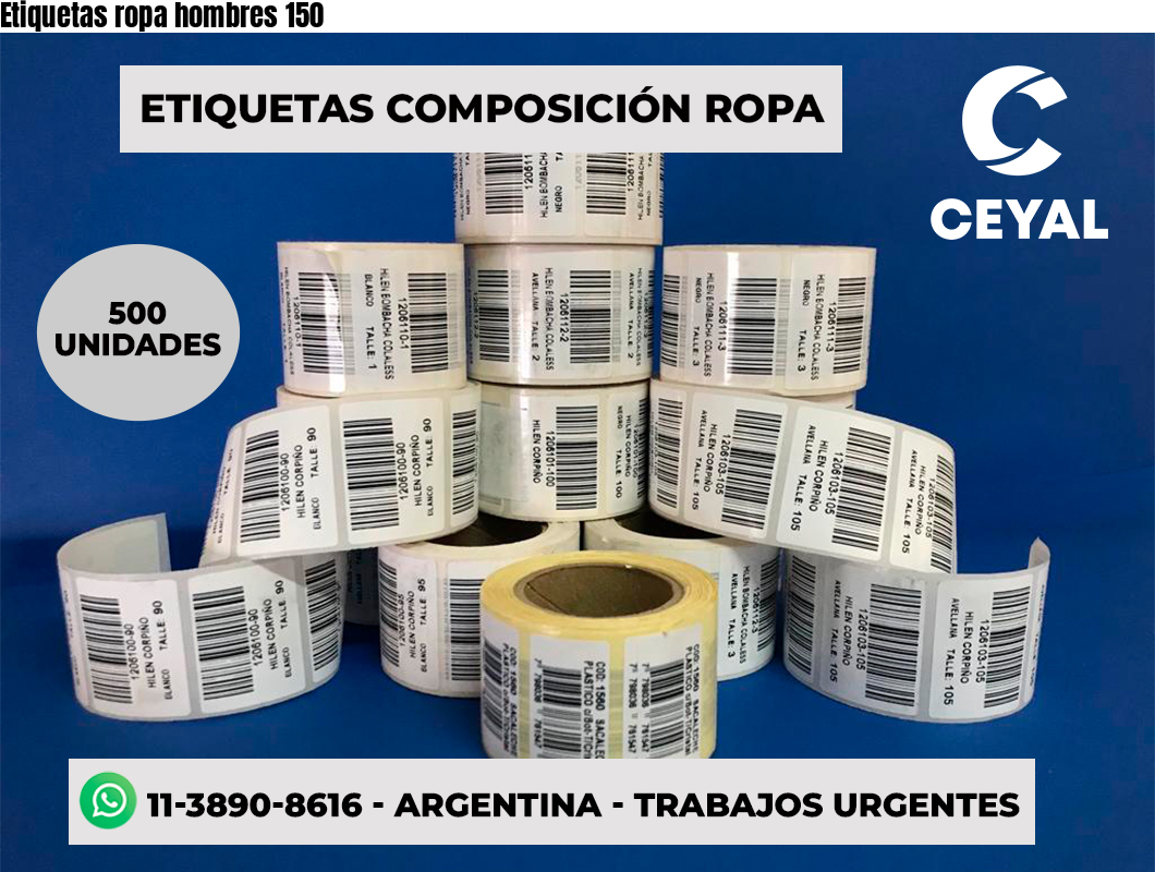Etiquetas ropa hombres 150