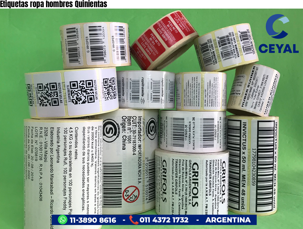 Etiquetas ropa hombres Quinientas