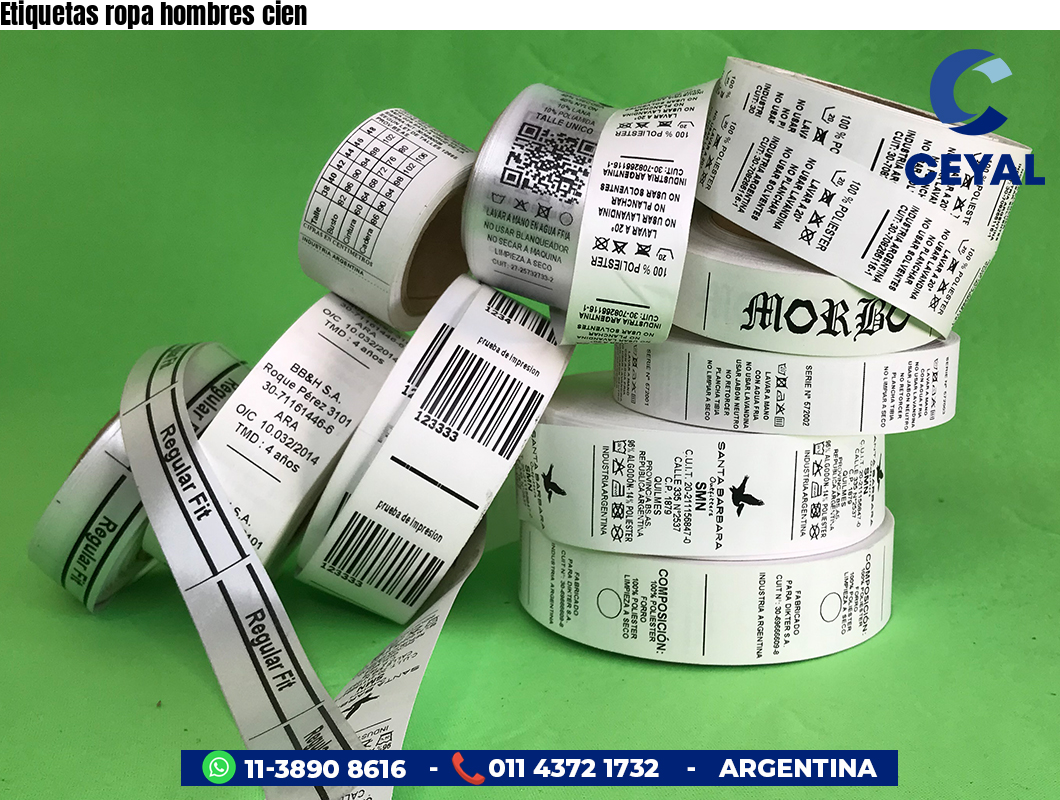 Etiquetas ropa hombres cien