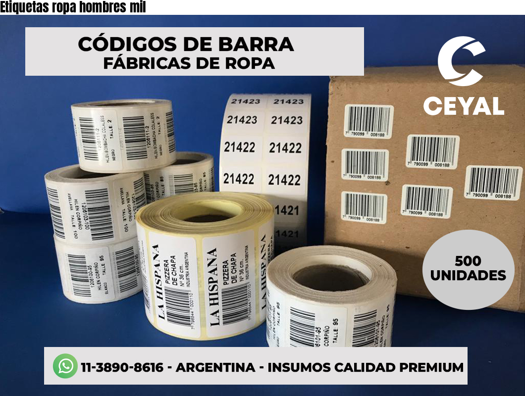 Etiquetas ropa hombres mil