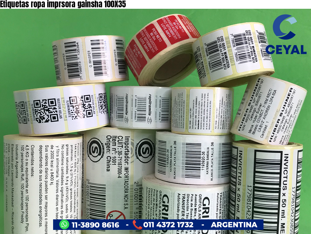 Etiquetas ropa imprsora gainsha 100X35