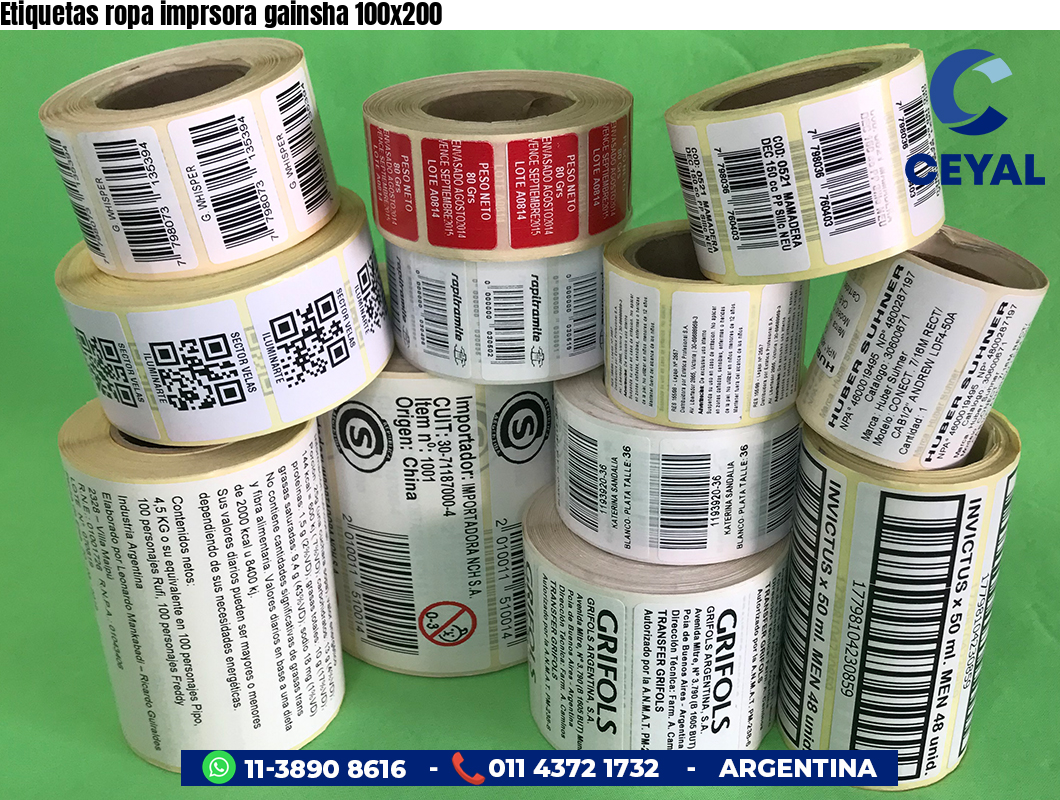 Etiquetas ropa imprsora gainsha 100x200