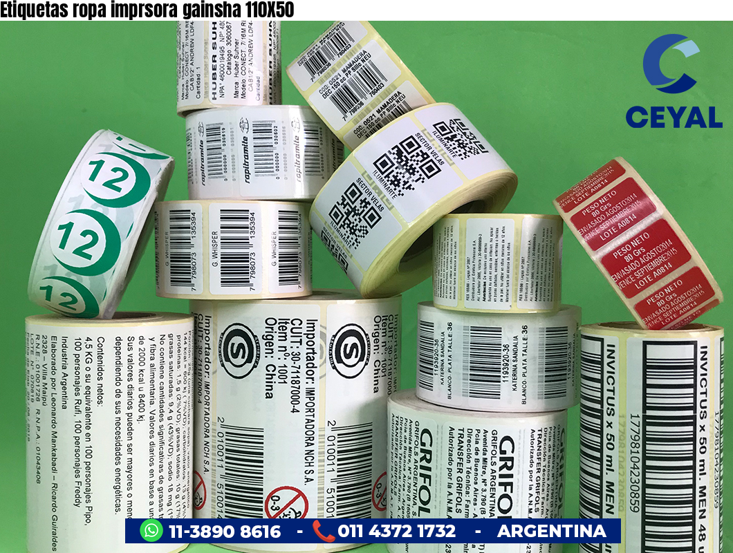Etiquetas ropa imprsora gainsha 110X50