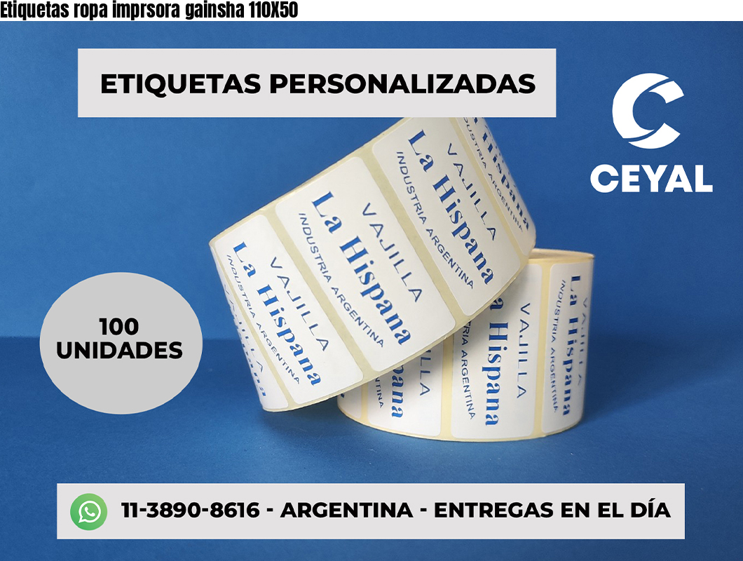 Etiquetas ropa imprsora gainsha 110X50