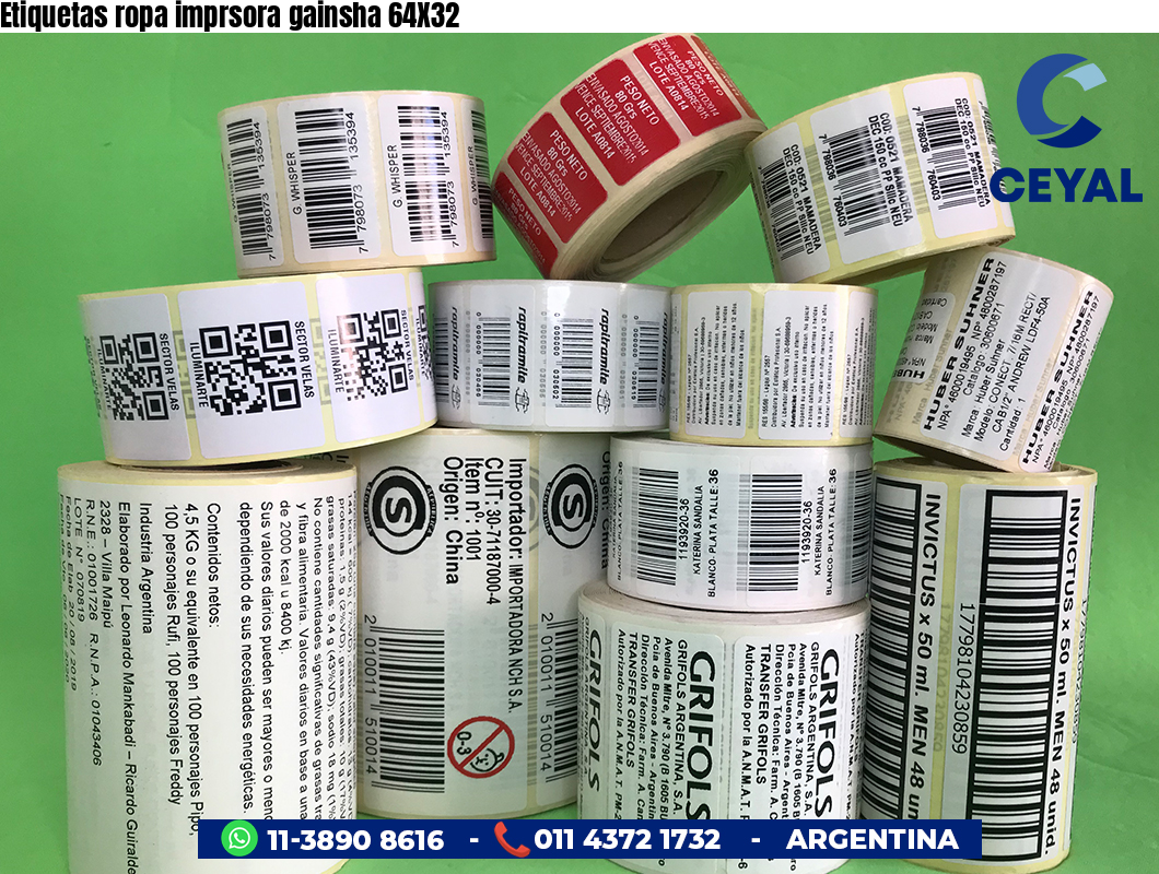 Etiquetas ropa imprsora gainsha 64X32