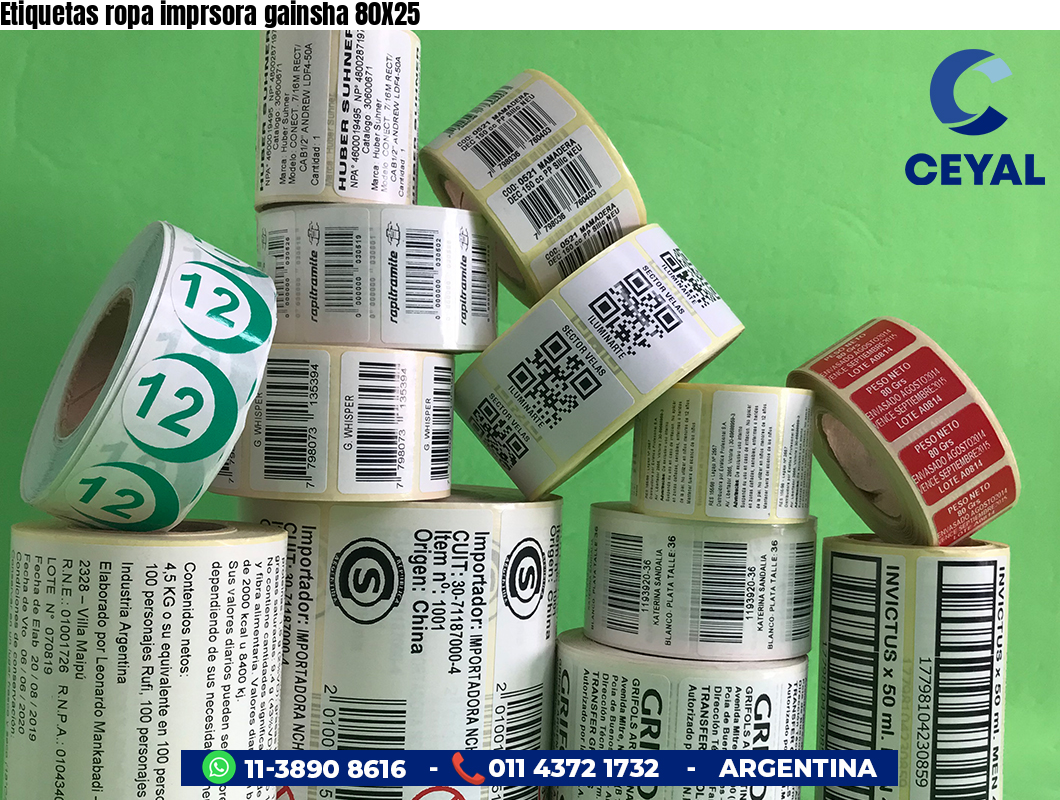 Etiquetas ropa imprsora gainsha 80X25