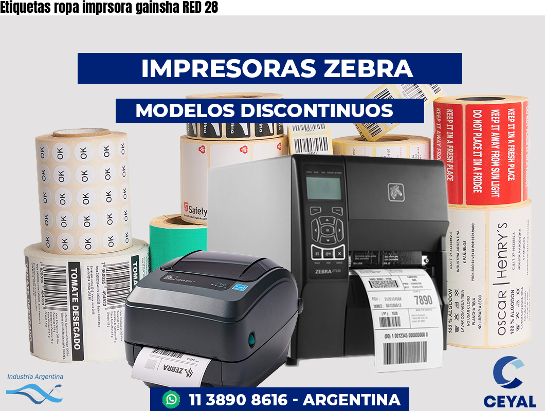 Etiquetas ropa imprsora gainsha RED 28