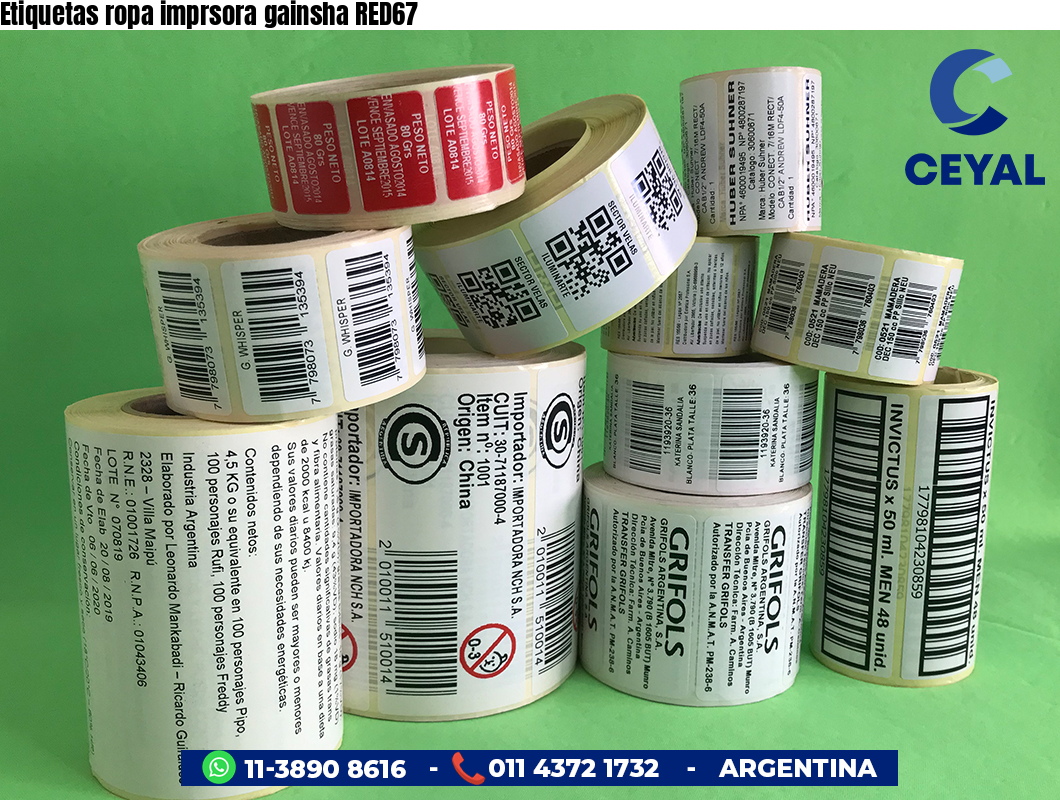 Etiquetas ropa imprsora gainsha RED67