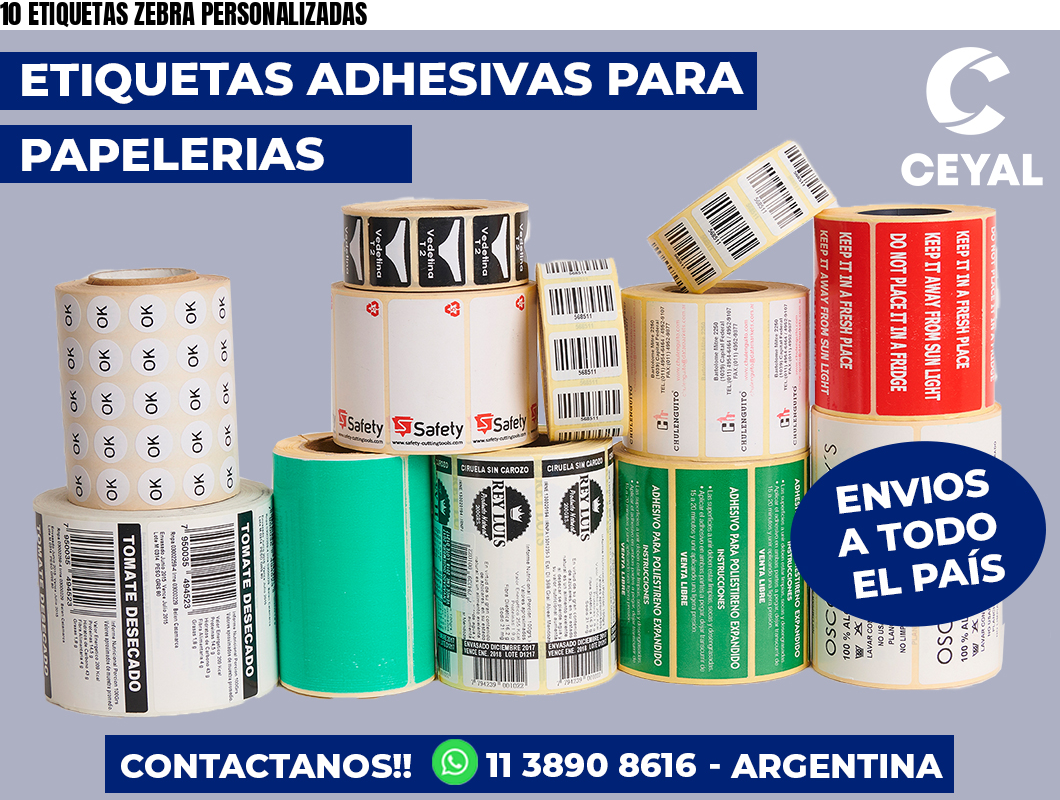 10 ETIQUETAS ZEBRA PERSONALIZADAS