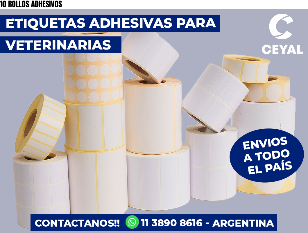 10 ROLLOS ADHESIVOS