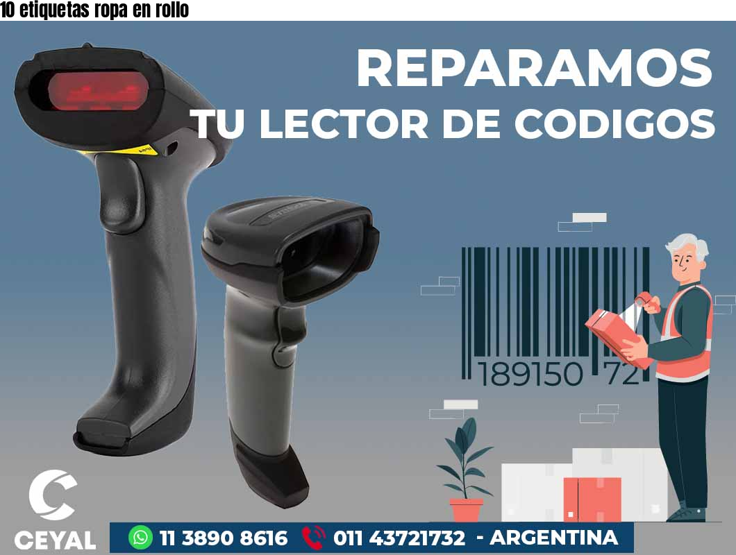 10 etiquetas ropa en rollo