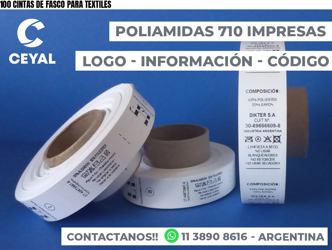 100 CINTAS DE FASCO PARA TEXTILES
