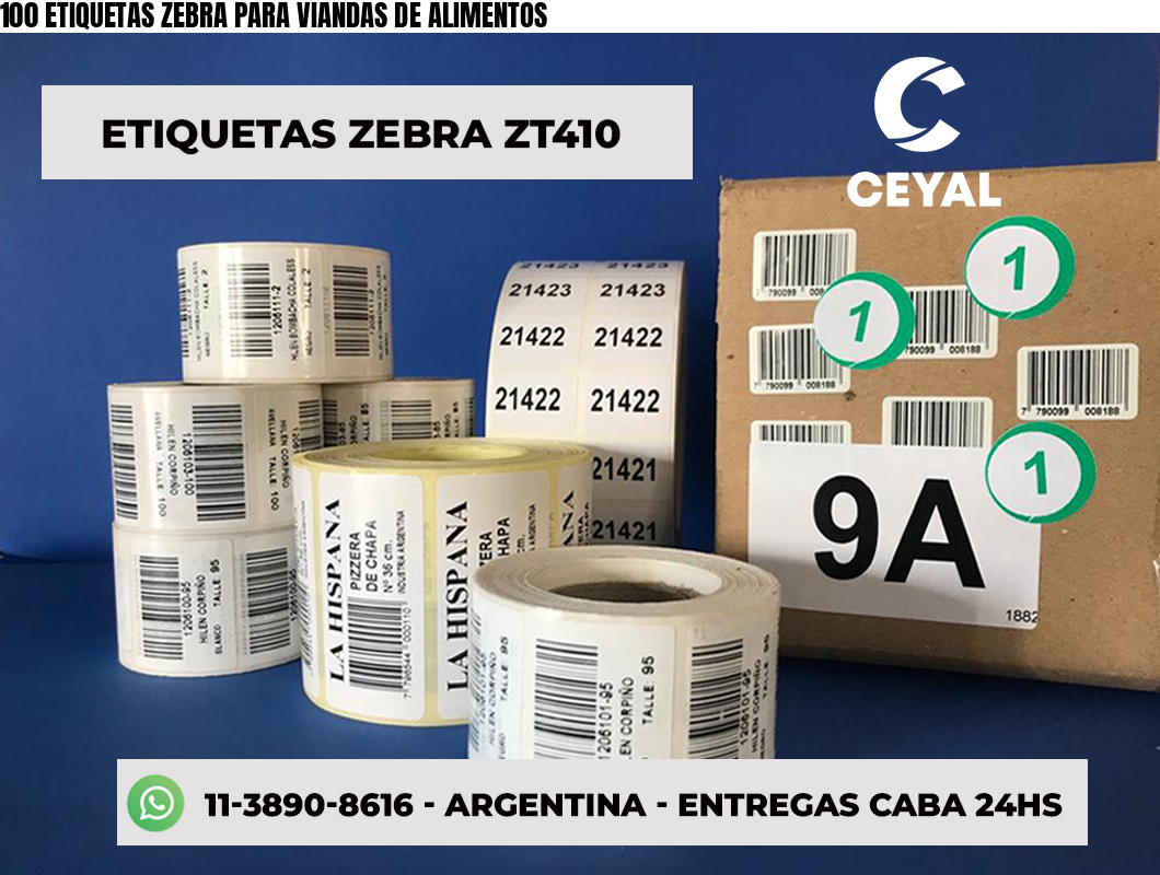 100 ETIQUETAS ZEBRA PARA VIANDAS DE ALIMENTOS