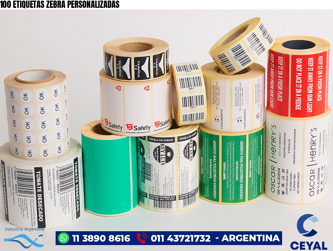 100 ETIQUETAS ZEBRA PERSONALIZADAS