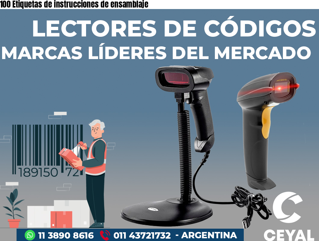 100 Etiquetas de instrucciones de ensamblaje