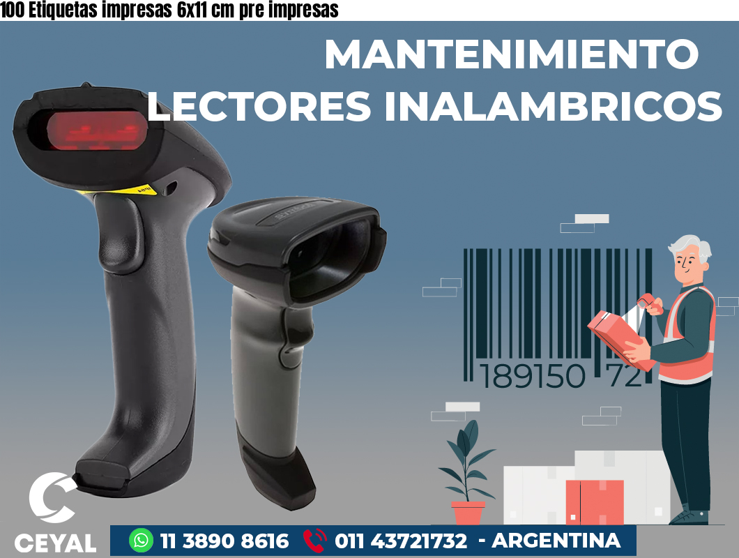 100 Etiquetas impresas 6x11 cm pre impresas