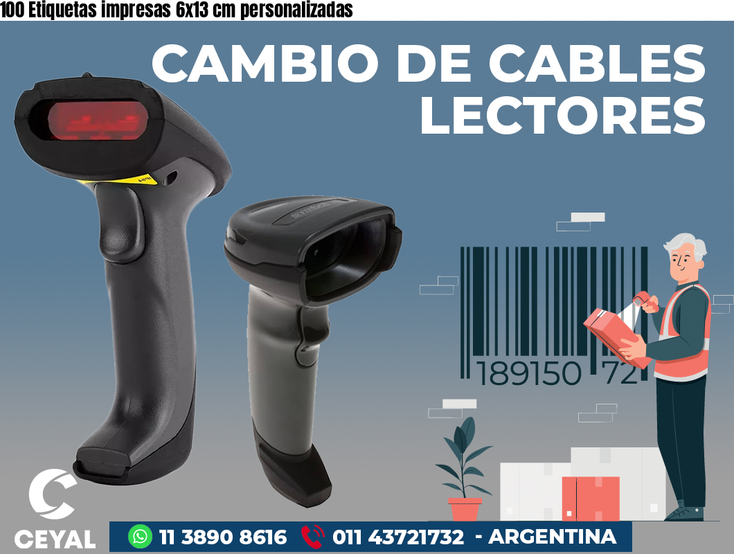 100 Etiquetas impresas 6x13 cm personalizadas