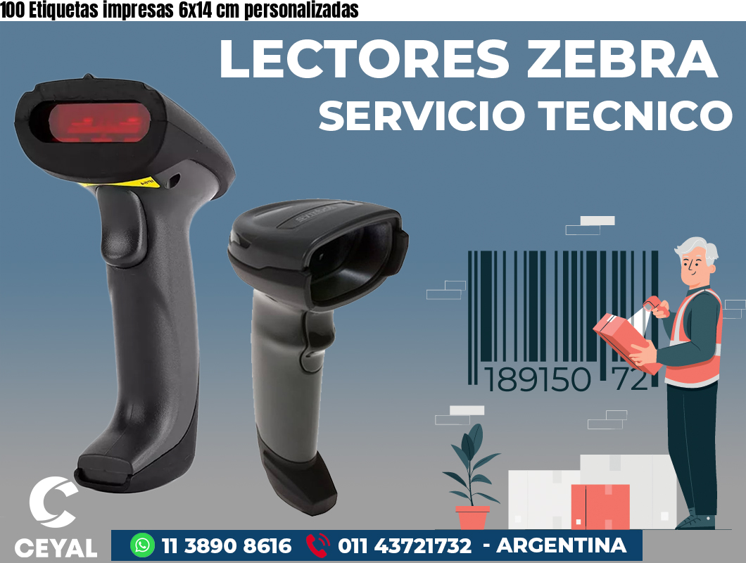 100 Etiquetas impresas 6x14 cm personalizadas