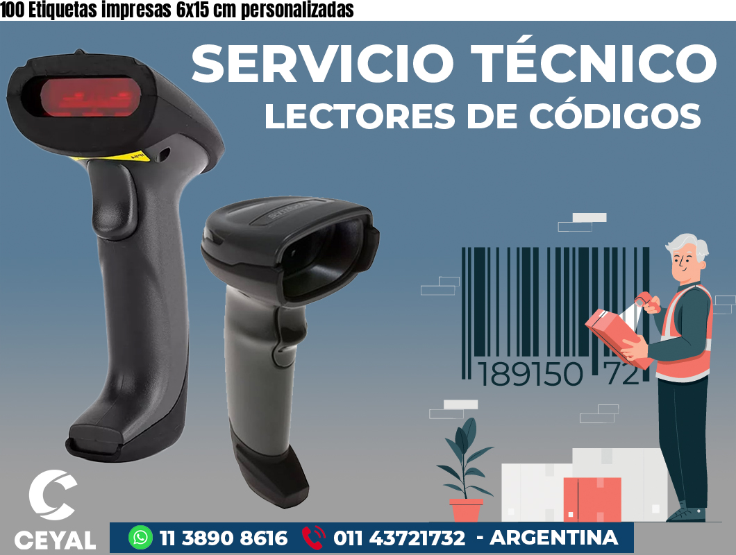100 Etiquetas impresas 6x15 cm personalizadas