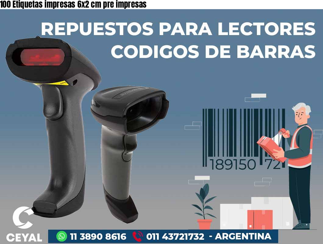 100 Etiquetas impresas 6x2 cm pre impresas