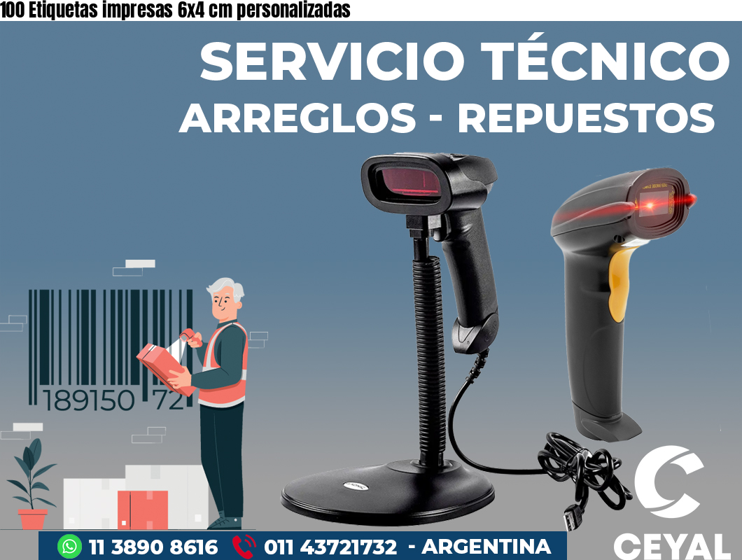 100 Etiquetas impresas 6x4 cm personalizadas
