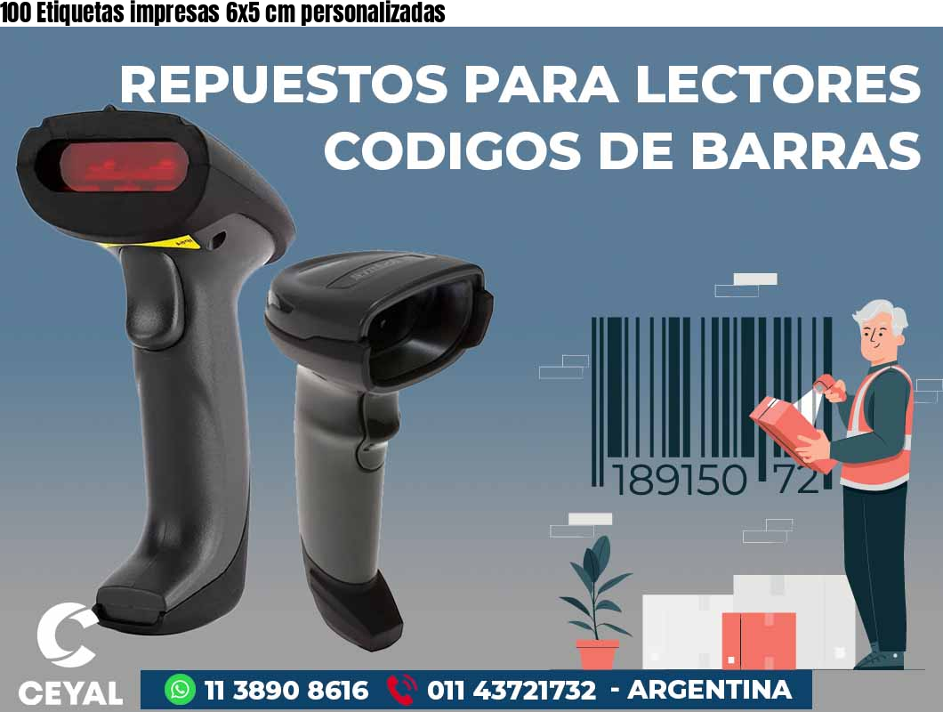 100 Etiquetas impresas 6x5 cm personalizadas