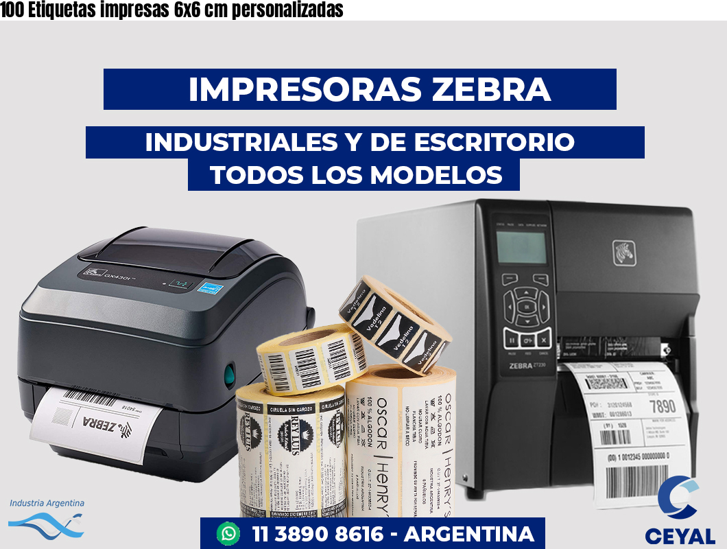 100 Etiquetas impresas 6x6 cm personalizadas