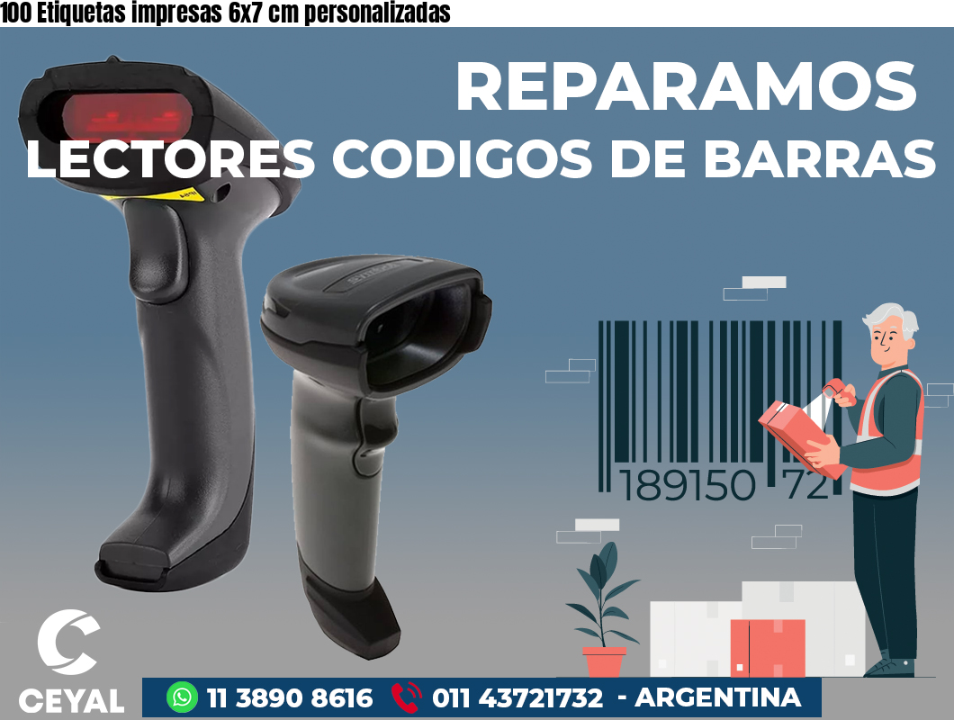 100 Etiquetas impresas 6x7 cm personalizadas