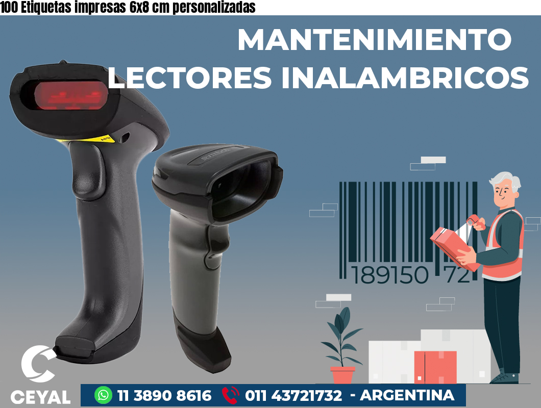 100 Etiquetas impresas 6x8 cm personalizadas