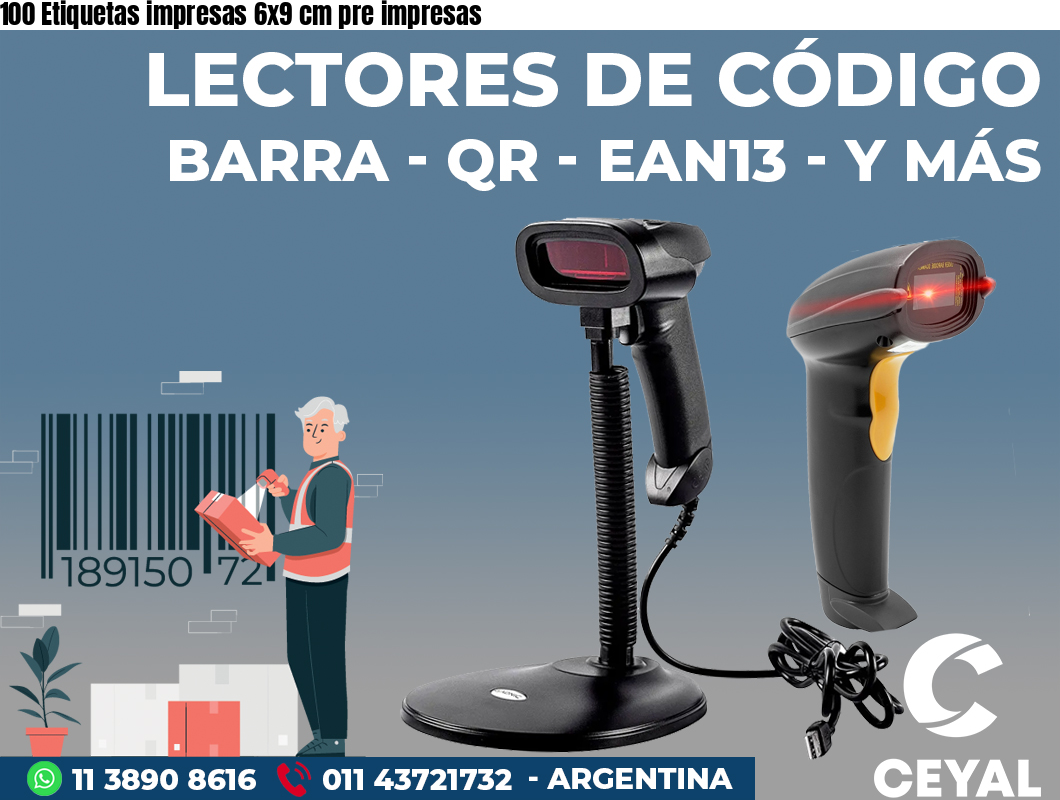 100 Etiquetas impresas 6x9 cm pre impresas