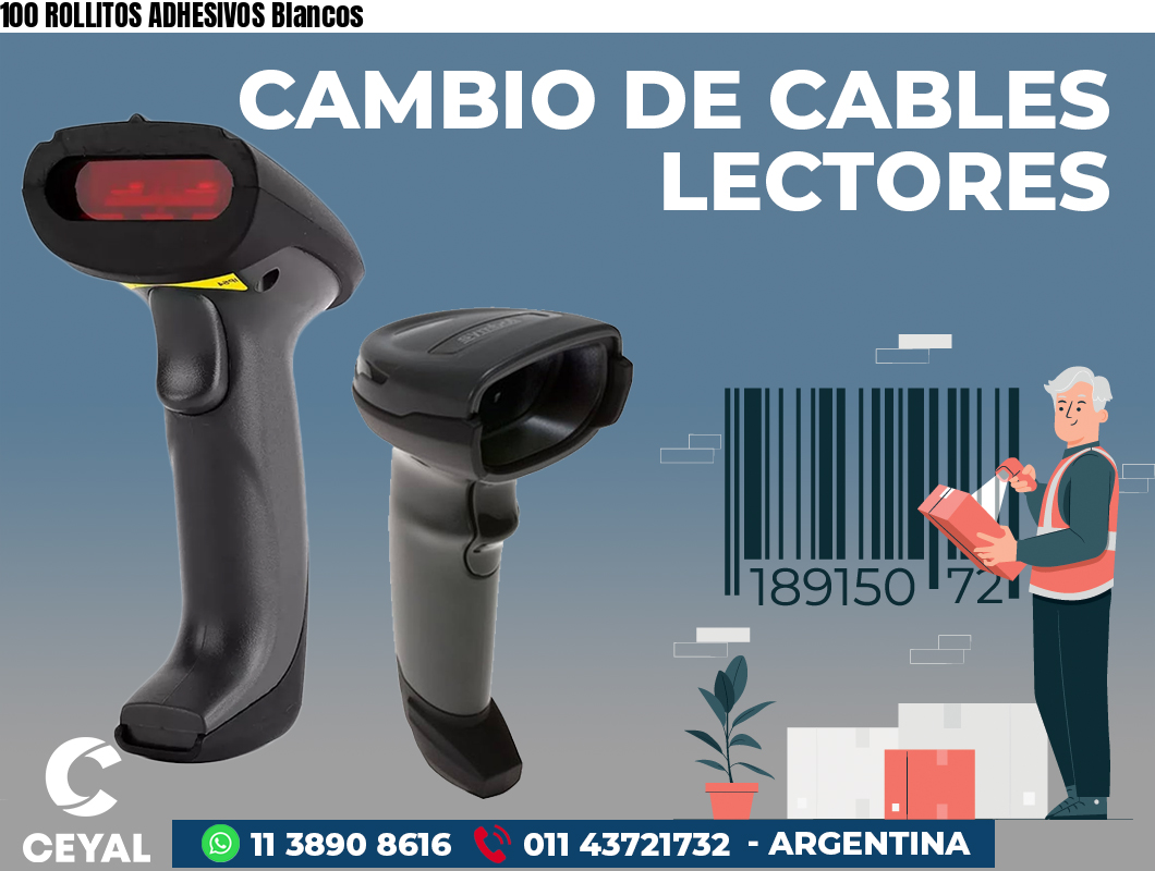 100 ROLLITOS ADHESIVOS Blancos