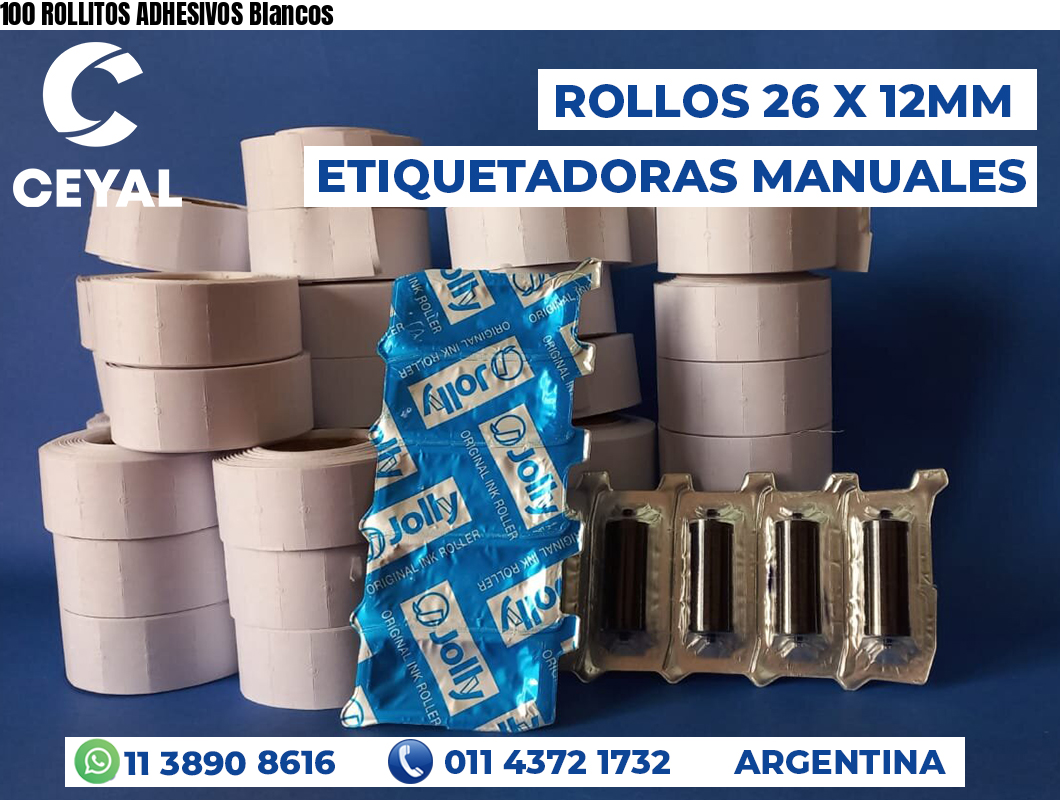 100 ROLLITOS ADHESIVOS Blancos