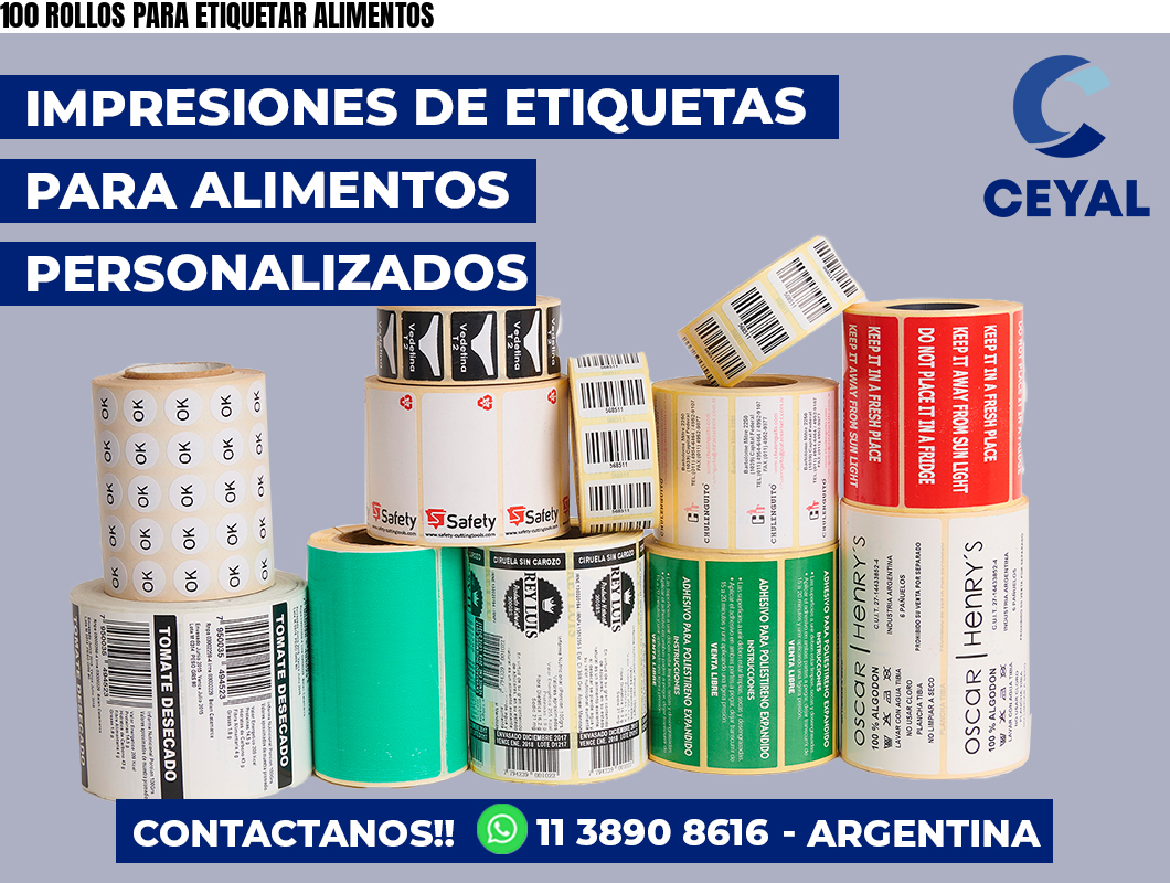 100 ROLLOS PARA ETIQUETAR ALIMENTOS