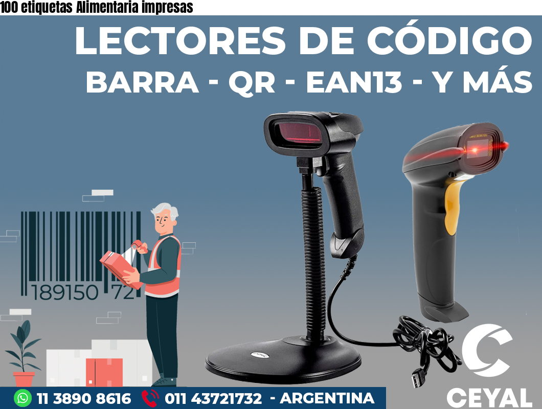 100 etiquetas Alimentaria impresas