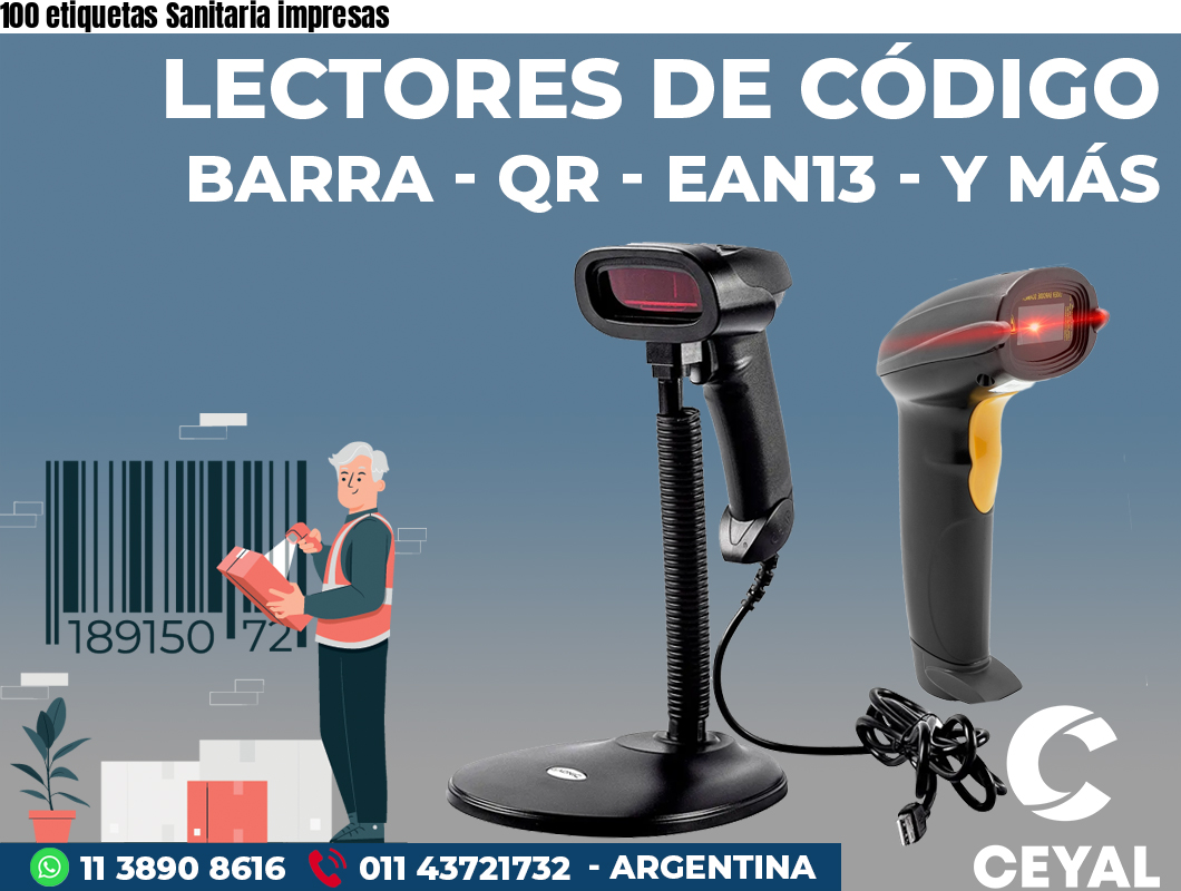 100 etiquetas Sanitaria impresas