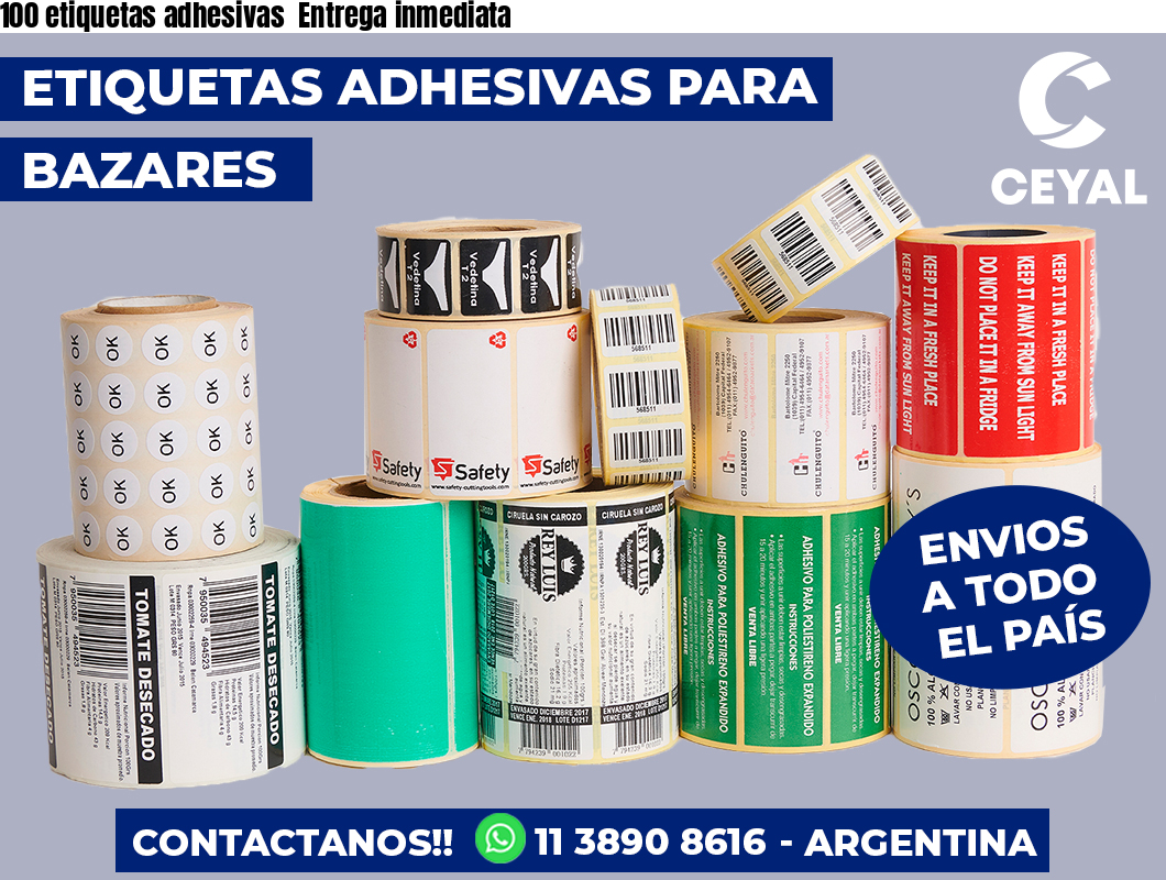 100 etiquetas adhesivas Entrega inmediata