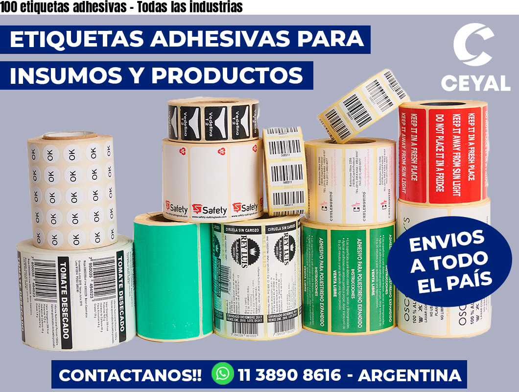100 etiquetas adhesivas - Todas las industrias