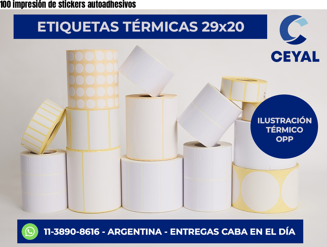 100 impresión de stickers autoadhesivos